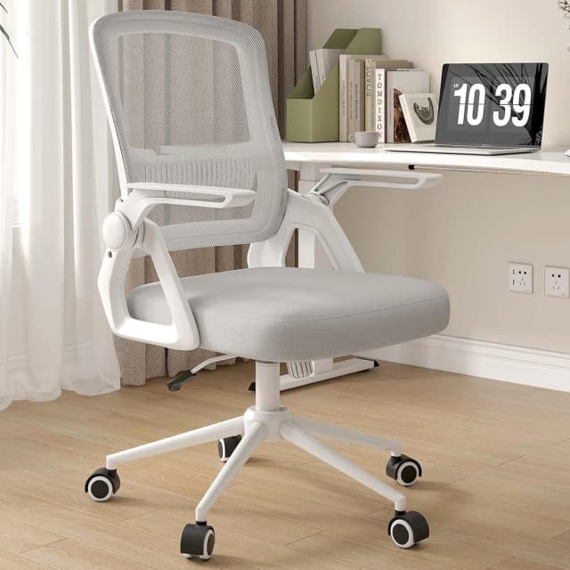 Sedia da ufficio Naspaluro sedia da gioco ergonomica con braccioli ribaltabili in rete con supporto lombare con cuscino posteriore medio per il lavoro in camera da letto di casa