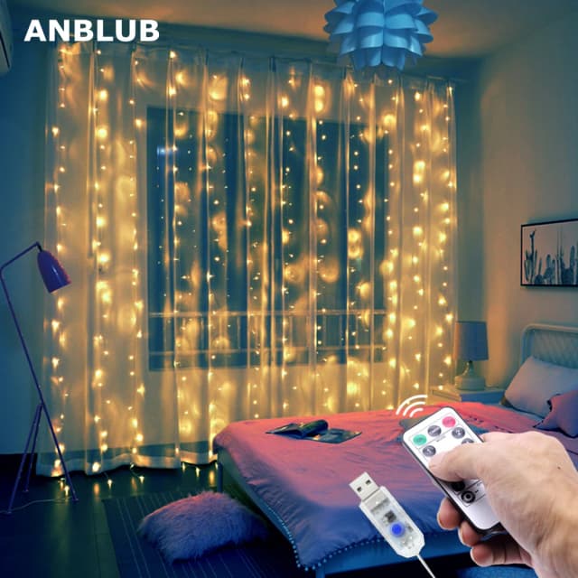 3M LED tenda ghirlanda USB String Lights Fairy festone con decorazioni natalizie a distanza per le vacanze di nozze di natale 2024 per la casa