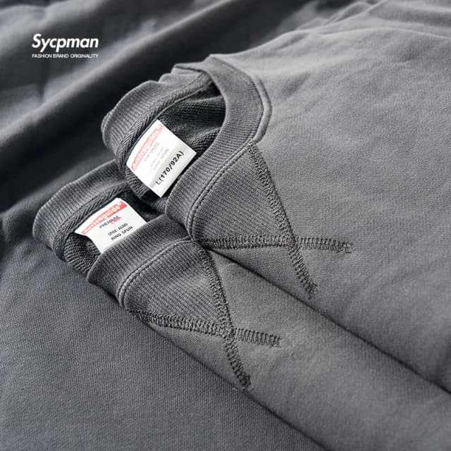 Maglione girocollo a maniche lunghe autunno inverno vintage in cotone solido versatile a triangolo invertito pesante da 380 g