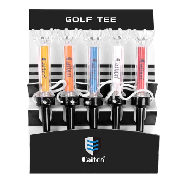 T-shirt da golf Caiton 5 pezzi, con tee da golf in plastica magnetica, 3 dimensioni (79 mm/85 mm/90 mm), nuovo regalo rimbalzo a 360 gradi, pratica di allenamento per il golf