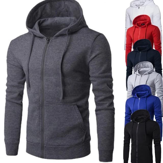 Felpa da uomo con cerniera in pile alla moda, felpa con cappuccio casual ampia per la primavera autunno