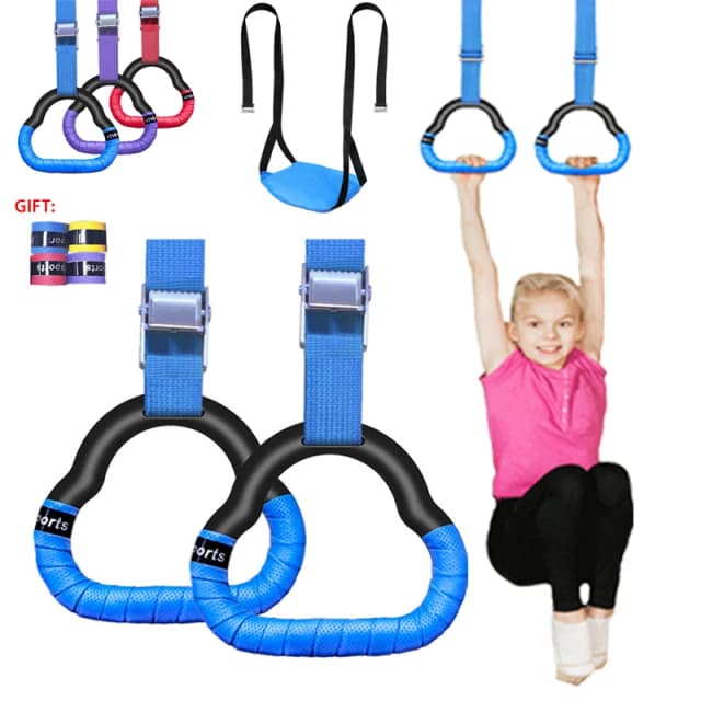 Anelli da ginnastica Giocattolo sportivo per bambini Anelli da palestra antiscivolo con altalena Cinghie regolabili Pull-up Allenamento Ginnastica Attrezzatura per il fitness Giocattolo