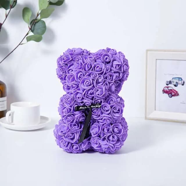 Romantico San Valentino Creativo Fiore eterno Orso rosa Regalo di Natale Orso rosa Abbraccio Orso Decorazione floreale per matrimonio Regalo