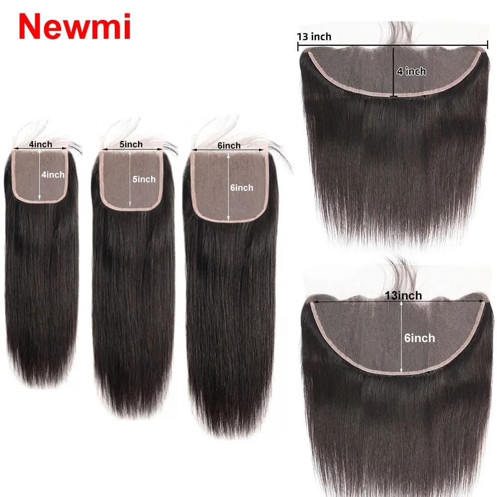 Capelli umani con chiusura in pizzo dritto 4x4 5x5 6x6 Trasparente 13x4 13x6 Frontale in pizzo Capelli umani Estensioni frontali da orecchio a orecchio