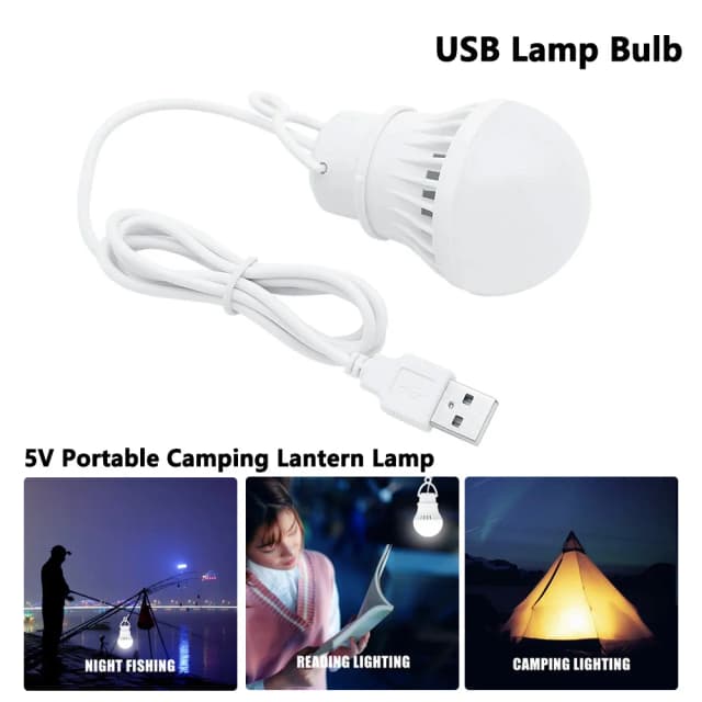 3/5/7W USB Lampada Lampadina 5V Lampada da campeggio portatile Lampada da lettura a LED per tenda da campeggio esterna Illuminazione di emergenza
