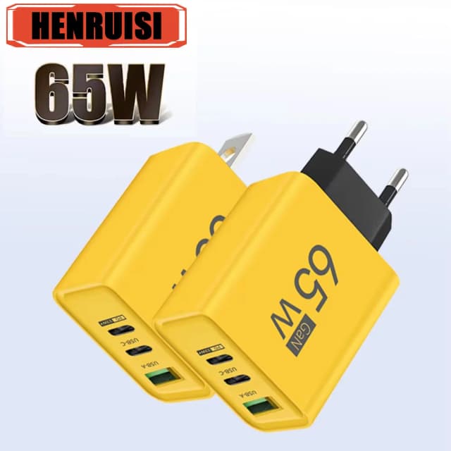 GaN 65W Caricatore USB Ricarica rapida Tipo C Adattatore per telefono cellulare per iPhone 16 15 14 Samsung Huawei Caricatore da muro Quick Charge 3.0