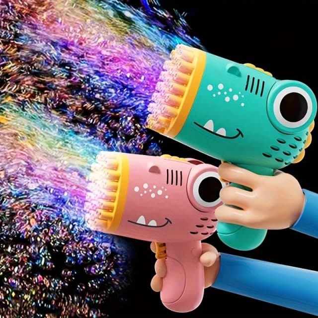 Macchina per bolle portatile con bolle di dinosauro a 40 fori, pistola per bolle elettrica, giocattolo per feste di matrimonio all'aperto