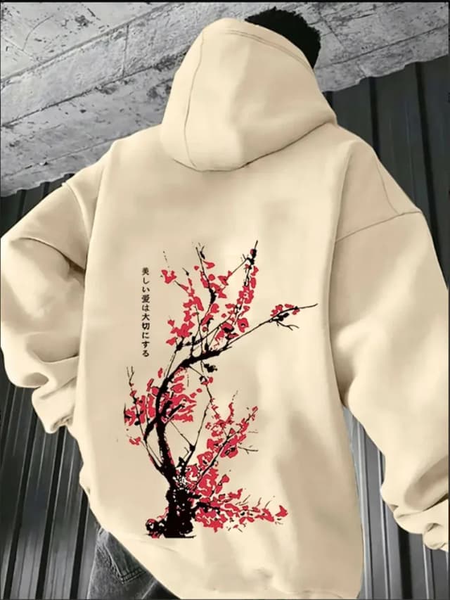 Una felpa con cappuccio stampata Harajuku streetwear giapponese da uomo, una felpa sportiva, casual e alla moda per l'autunno e l'inverno