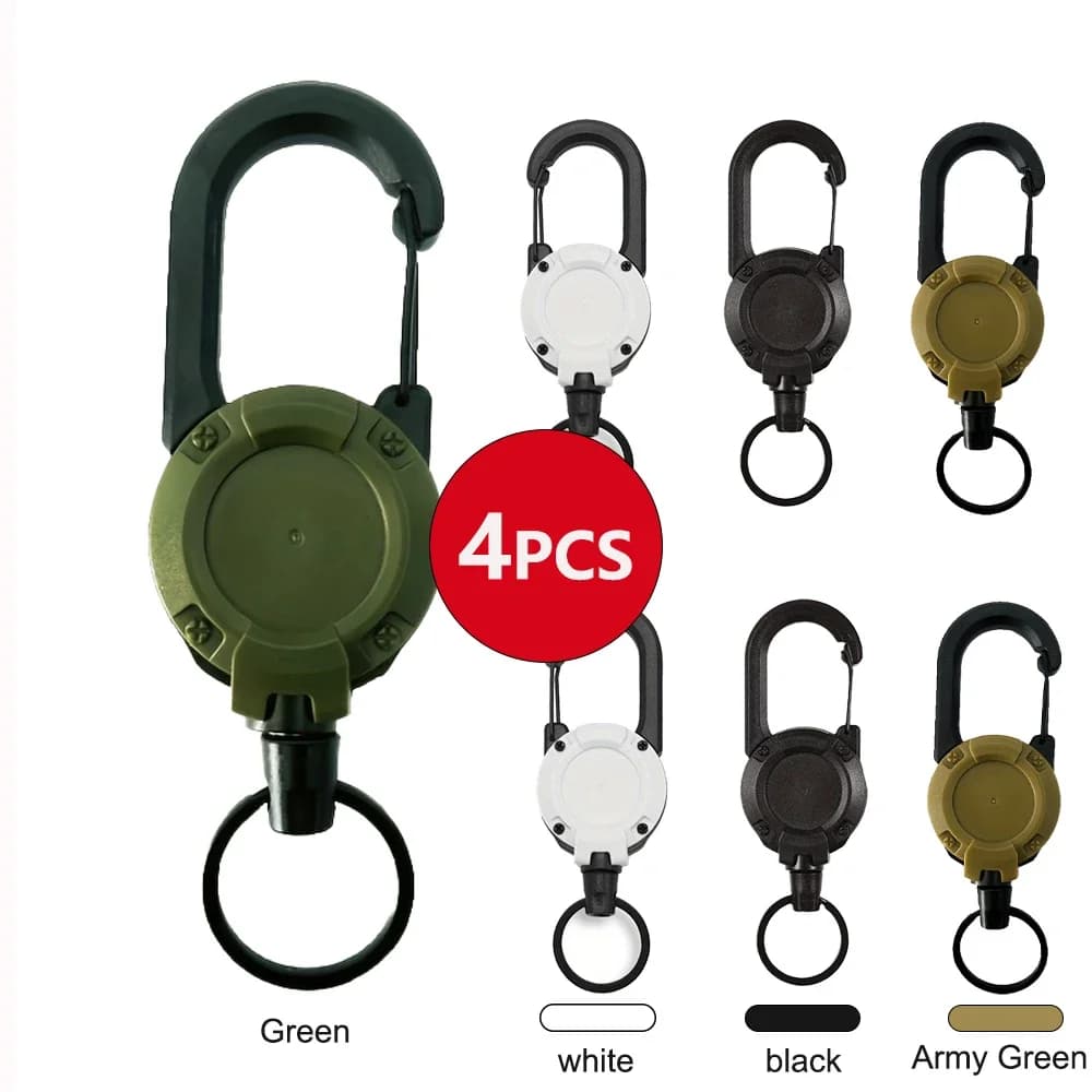 1/2/4 pezzi supporti retrattili estensibili portachiavi bobine per badge clip resistente con moschettone portachiavi per uomo borse da esterno