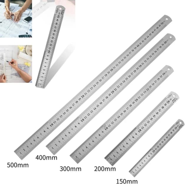 150mm/500mm scala metallica in acciaio inossidabile righello dritto misurazione cancelleria disegno accessorio strumento manuale forniture per ufficio scolastico