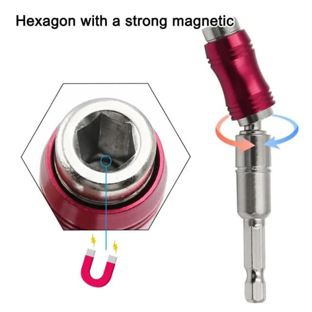 1PC Manico esagonale curvo rosso Asta di prolunga direzionale Vite magnetica Punta da trapano Adattatore universale Accessori per utensili elettrici