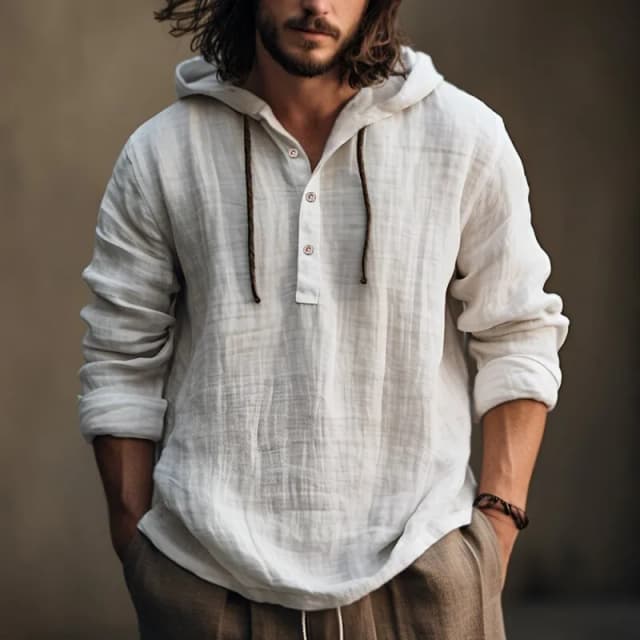 2024 Camicetta casual da uomo nuova Camicia di lino in cotone Magliette larghe Maglietta a maniche lunghe Primavera Autunno Camicie da uomo casual