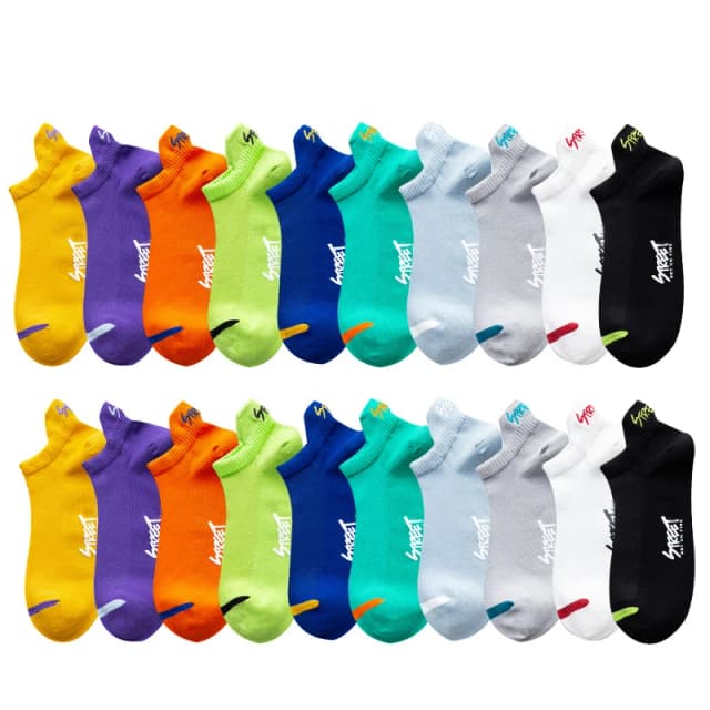 5/10/20 paia di colore brillante caviglia no show calzini da uomo traspirante moda di strada sport deodorante invisibile calzini da corsa da viaggio