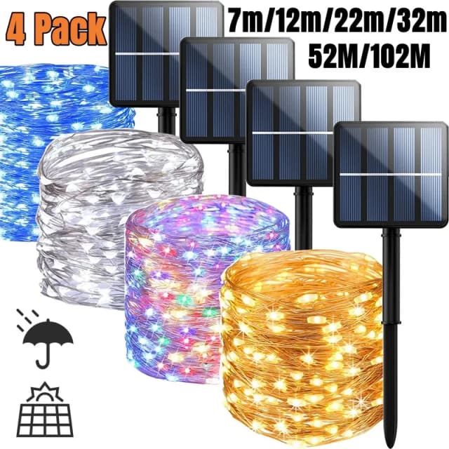 7m/12m/22m/32m/52m/102m LED Solar String Light Luci da giardino per esterni 1000 LED Lampada impermeabile per la decorazione della festa di Natale
