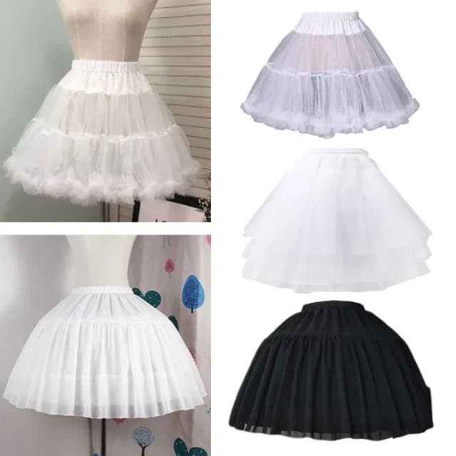 Sottoveste corta da donna con volant con/senza cerchio Gonna tutù soffice a bolle tinta unita Puffy Half Slip Sottogonna in crinolina da ballo