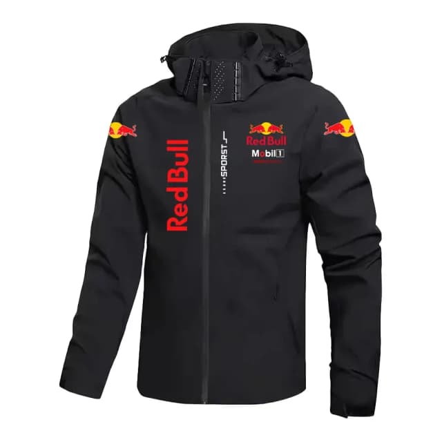Giacca Imbottita Red Bull per Uomo, Stile Primavera-Autunno con Cappuccio Staccabile, Antivento e Impermeabile per Attività all'Aperto e Alpinismo