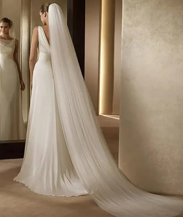 Elegante velo da sposa con pettine 3 metri 1 strato/2 strato/3 strati Bianco Avorio Semplice sposa Cattedrale Veli Accessori da sposa