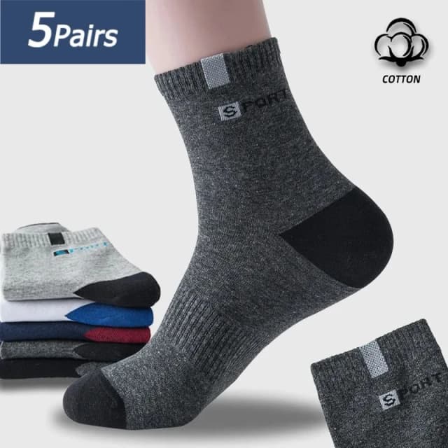 5 paia di calzini in cotone per uomo Sport traspirante morbido lettera scarpe da ginnastica di moda alta elasticità tubo centrale calza asciugamano Sox estate