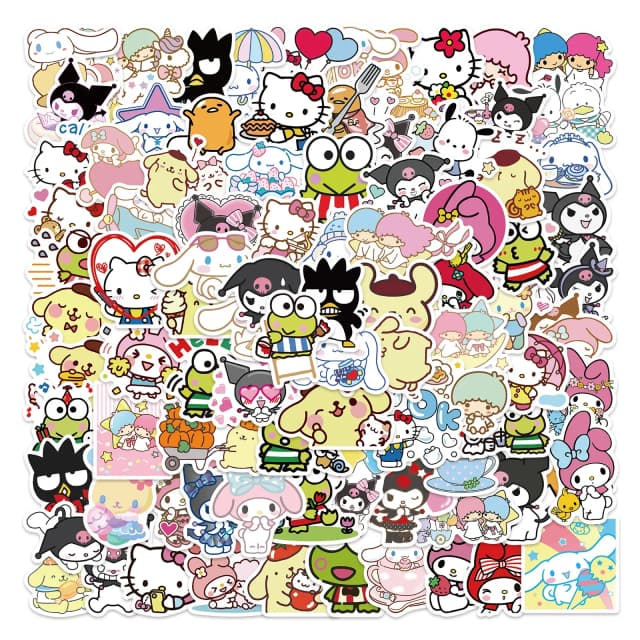 50/100 pezzi Kawaii My Melody Kuromi Hello Kitty adesivi per bambini ragazze diario di cancelleria fai da te simpatico cartone animato Sanrio adesivi decalcomanie