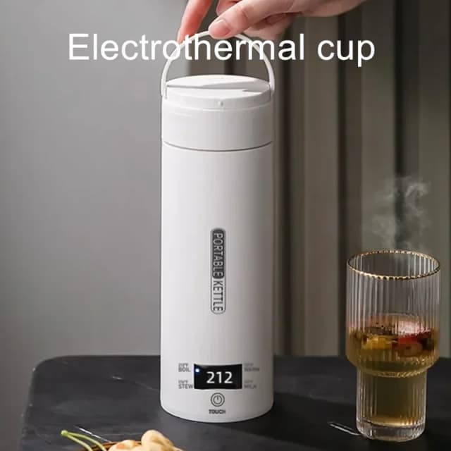 JFBONIN Bollitori elettrici Bollitore portatile per tè e caffè Viaggio Bollire l'acqua Tazza termica Bottiglia d'acqua antiscottatura Menu inglese