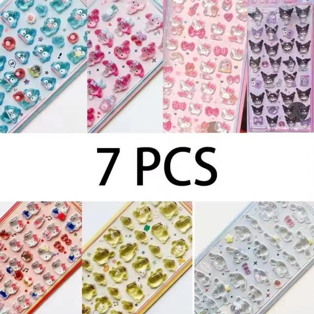 Carino Anime Hellokitty Kuromi Cinnamoroll 3D Sanrio Adesivi Trasparente Gelatina di Cristallo Adesivo Decorativo Cassa Del Telefono FAI DA TE Giocattolo Per Bambini