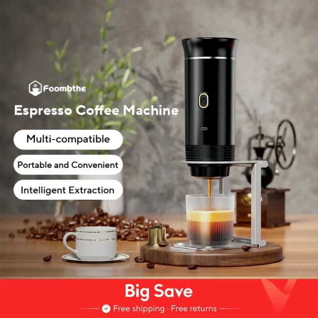 Macchina per caffè espresso portatile elettrica wireless per auto e casa Caffettiera da campeggio Caffettiera da viaggio in polvere con capsule 3 in 1