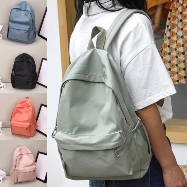 Zaino semplice e leggero in tinta unita, borsa casual multifunzionale per studenti delle scuole superiori, perfetto per l'uso quotidiano in viaggio a scuola