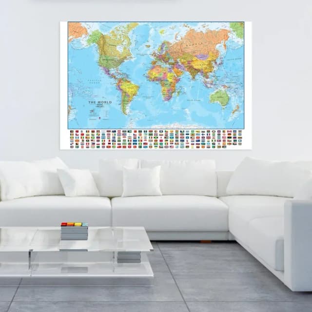 La mappa del mondo del globo per marcare viaggi Wall Art Poster Stampe per soggiorno Scuola Aula Dipinti Decorazione 100x70 cm