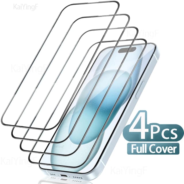 4 pezzi copertura completa in vetro temperato per iPhone 16 15 13 13 12 11 Pro Max Plus protezione schermo anti-scoppio per iPhone XR Xs Max vetro