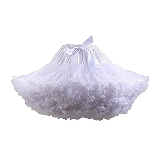 Sottoveste in tulle plissettato a 2 strati da donna Pirce più basso Bianco Nero Tutu Puffy Party Gonna Cosplay Lolita Cosplay Crinolina da sposa