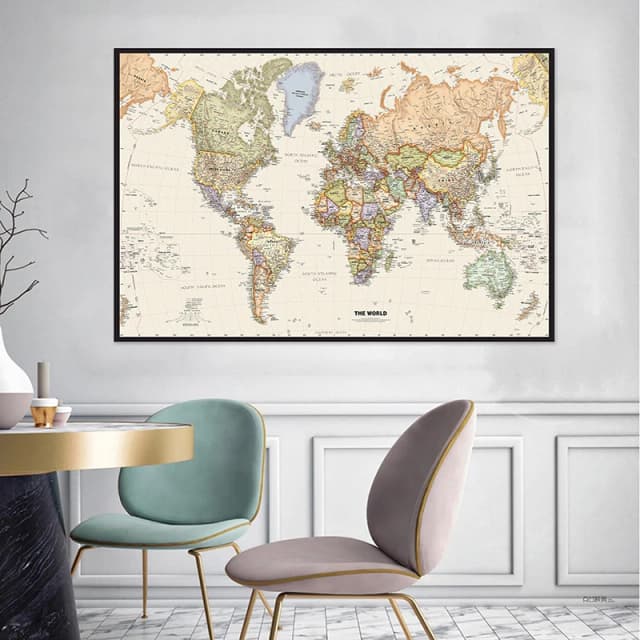 120x80 cm La mappa del mondo Poster vintage Pittura non tessuta Stampe da parete senza cornice Decorazione Forniture per sala studio scolastico
