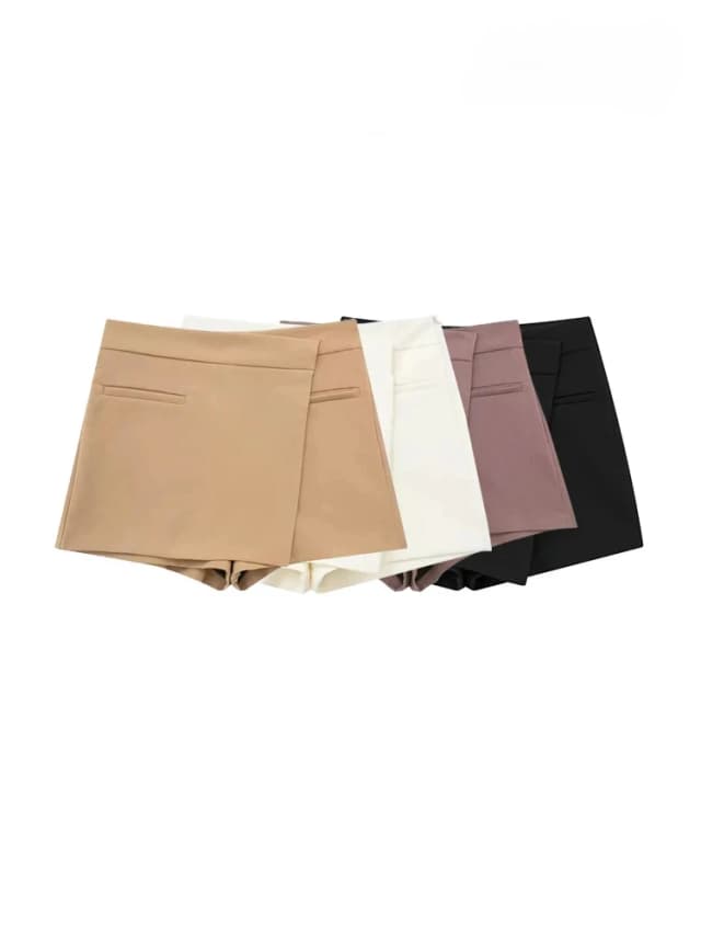 ASDS Gonne corte avvolgenti asimmetriche da donna, vita alta, cerniera laterale, gonna corta femminile, moda
