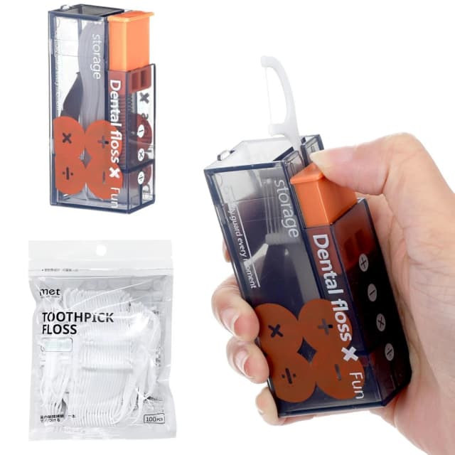 Auto-Floss Pro Scatola porta filo interdentale One-Touch Porta filo interdentale pop-up intelligente con 10 ricariche precaricate Kit portatile per l'igiene orale