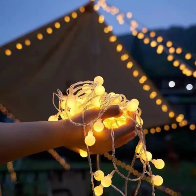 Luci a sfera a batteria Luci a stringa a LED Luci a ghirlanda Lampada da esterno Lucine da giardino per matrimoni Decorazione natalizia