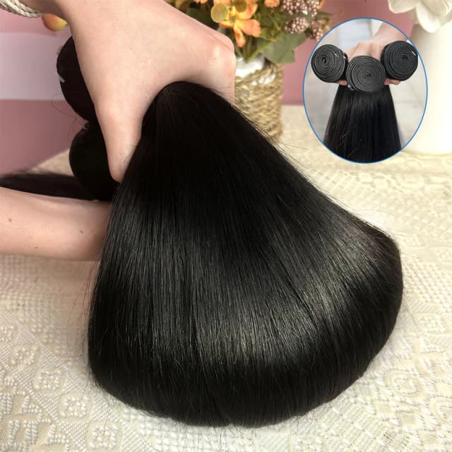 Extensioni di Capelli Umani Lisci Naturali da 30-36 Pollici, 1, 3 o 4 Fasci di Capelli Veri Non Trattati Remy Brasiliani con Doppia Trama