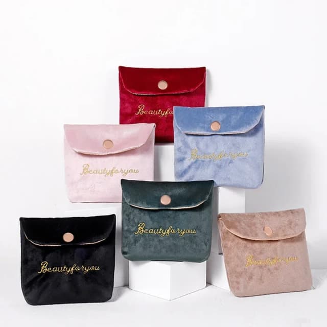 Borsa per cosmetici piccola carina in velluto per ragazza da donna, tovagliolo da viaggio, assorbente, rossetto, borsa per organizer, borsa, borse per trucco, custodia