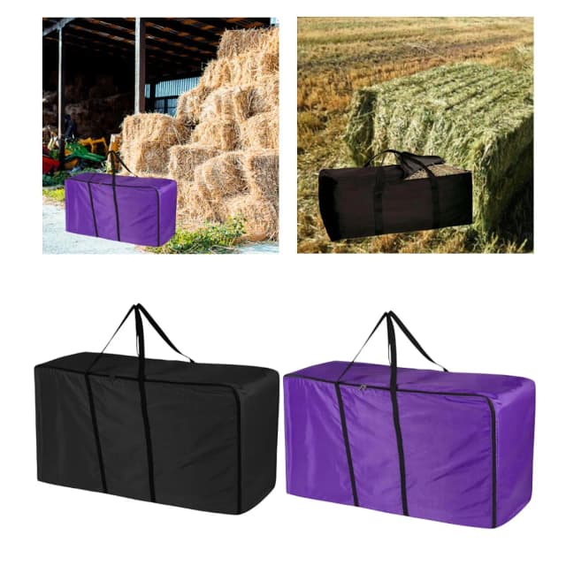 Borsa portaoggetti per balle di fieno Borsa per il trasporto Borsa per allevamento portatile Borsa tote per balle di fieno in tessuto Oxford di grande capacità impermeabile addensata