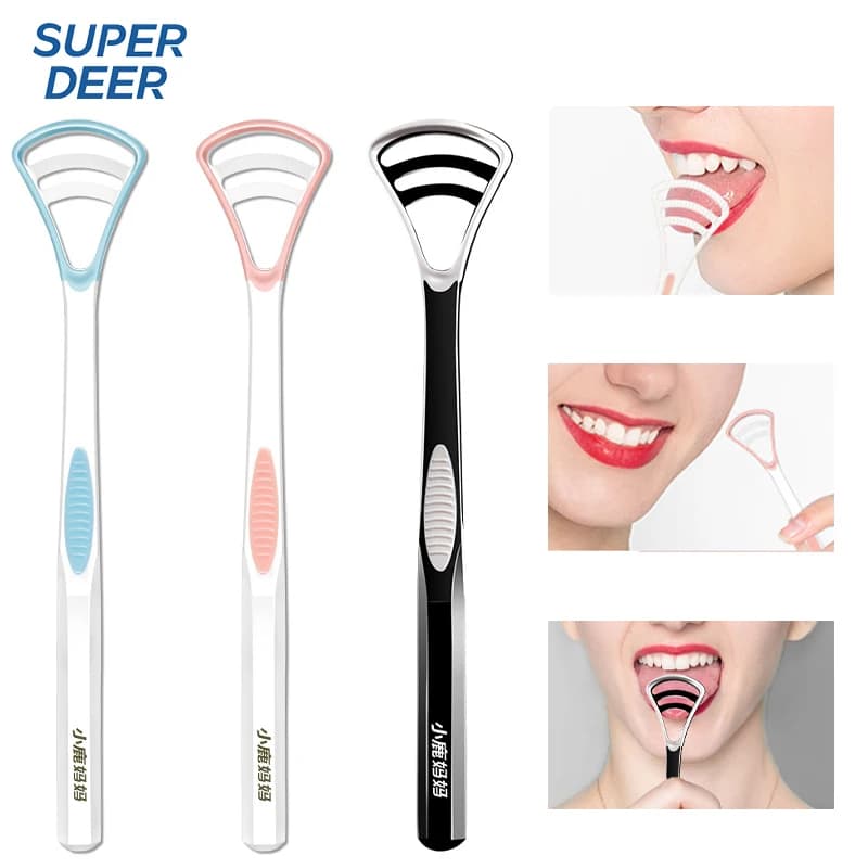 Super Deer Raschietto per lingua in silicone 1 pz, colore Macaron, strumento per la pulizia della lingua, spazzolino per l'igiene orale, alito fresco, pulizia sicura