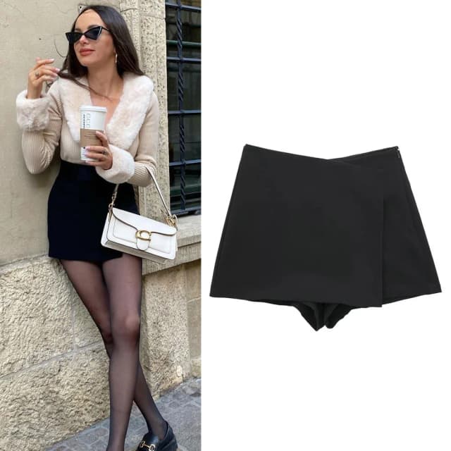 TRAF Donna Pantaloncini a vita alta Gonne Pantaloncini asimmetrici Gonne Nero Rosa Minigonna Pantaloncini Pantaloncini donna Pantaloncini moda autunno