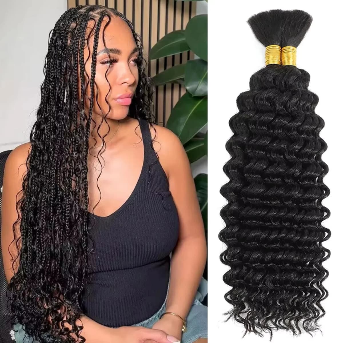 Capelli intrecciati umani Onda profonda Capelli umani sfusi 100g Senza trama Fasci di capelli umani Micro capelli intrecciati umani per trecce Boho