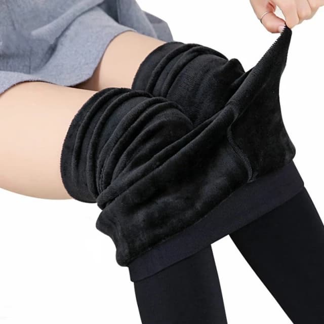 Leggings invernali da donna Leggins caldi Vita alta Velluto tinta unita Leggings in velluto addensato da donna Leggings neri elasticizzati