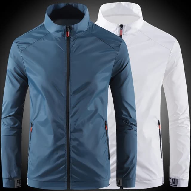 Abbigliamento da uomo per la protezione solare per l'estate, ultrasottile, traspirante, in seta di ghiaccio, alla moda, resistente ai raggi UV, giacca per aria condizionata