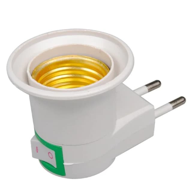 E27 Spina UE Base lampada Lampadina Base Presa Adattatore Convertitore 250V 6A Luce notturna bianca con interruttore di controllo on/off