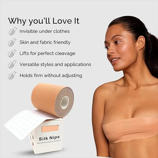 Nastro elastico per sollevamento del seno, tono della pelleInvisibile, traspirante, senza traccia, anti-cedimento, perfetto per senza spalline