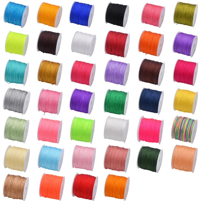 50Yds 0.8mm artigianato cavo di Nylon per la creazione di gioielli perline corda di raso di Nylon intrecciato per bracciali Rattail Trim nodo cinese