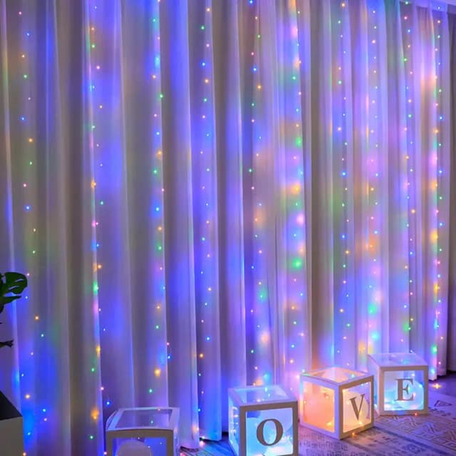 LED Curtain String Lights Christmas Garland Decor Fairy Light 8 modalità telecomando USB festa di nozze per la casa della camera da letto