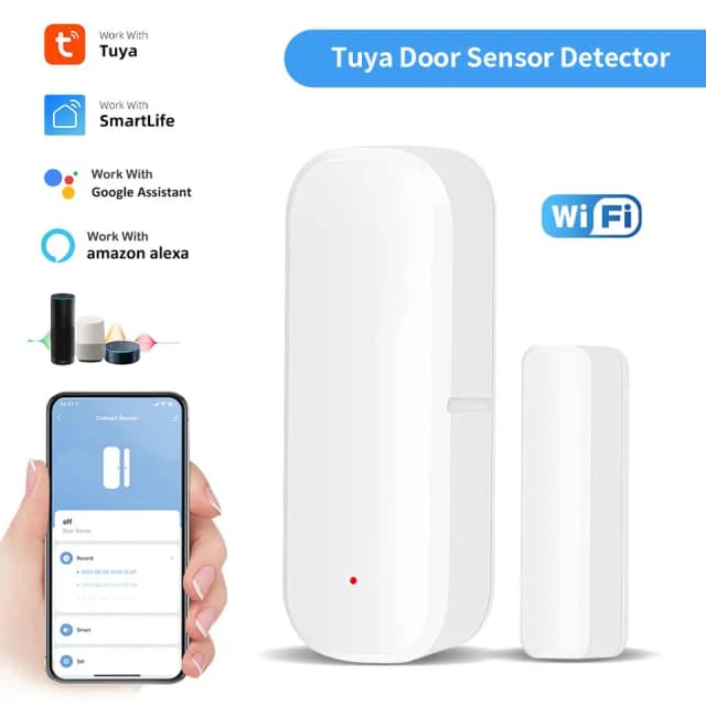 Tuya Smart Home WiFi Door Sensor Smart Life Door Door Open/Close Detector rilevatore di allarme di protezione di sicurezza funziona con Alexa