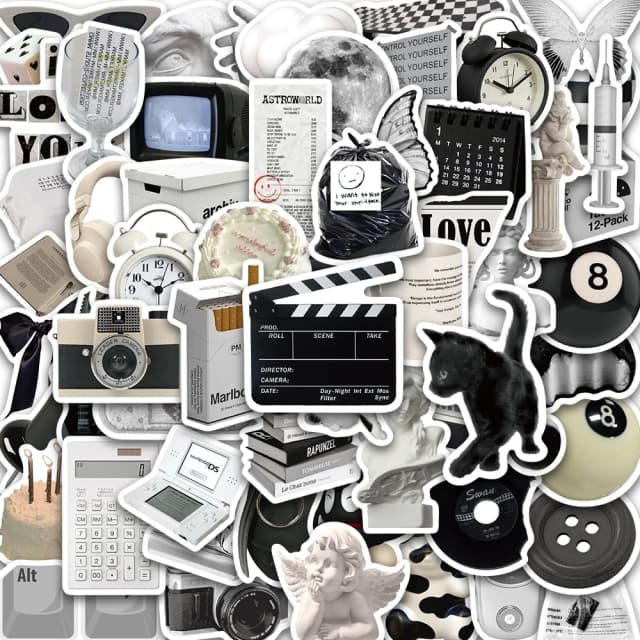 61 pezzi Ins Style Apathy nero bianco semplici decalcomanie adesivi carini estetica telefono notebook valigia laptop frigorifero adesivo da parete