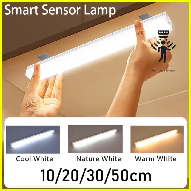 Luce per armadio USB ricaricabile Sensore di movimento Barra LED Luce notturna a induzione portatile per cucina Comodino Guardaroba Armadio
