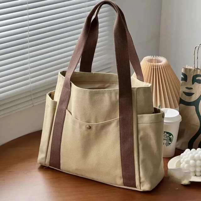 Borsa di tela Borsa a tracolla versatile stile foresta femminile Ins Borsa per riporre libri di grande capacità Borsa per pendolari in classe per studenti Panno portatile